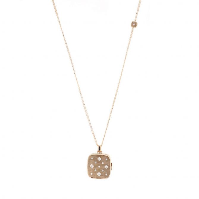 Roberto Coin Venetian Princess Rose Gold & Diamond Locket Pendant Necklace