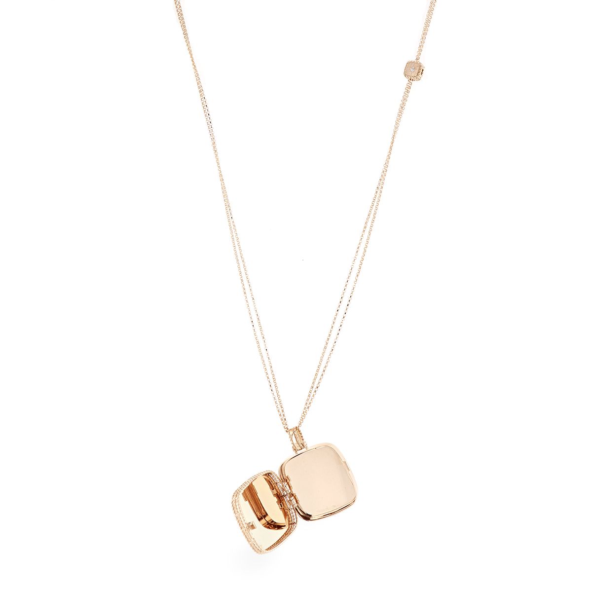 Roberto Coin Venetian Princess Rose Gold & Diamond Locket Pendant Necklace