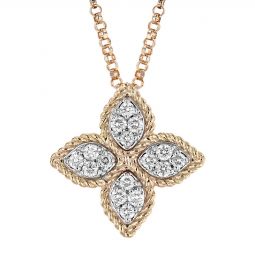 roberto coin gold flower princess diamond necklace pendant rose medium jewelry diamonds borsheims 18k necklaces bracelets