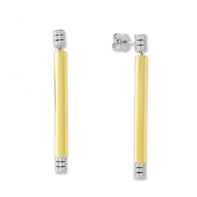 18K Yellow & White Gold Diamond Drop Earrings