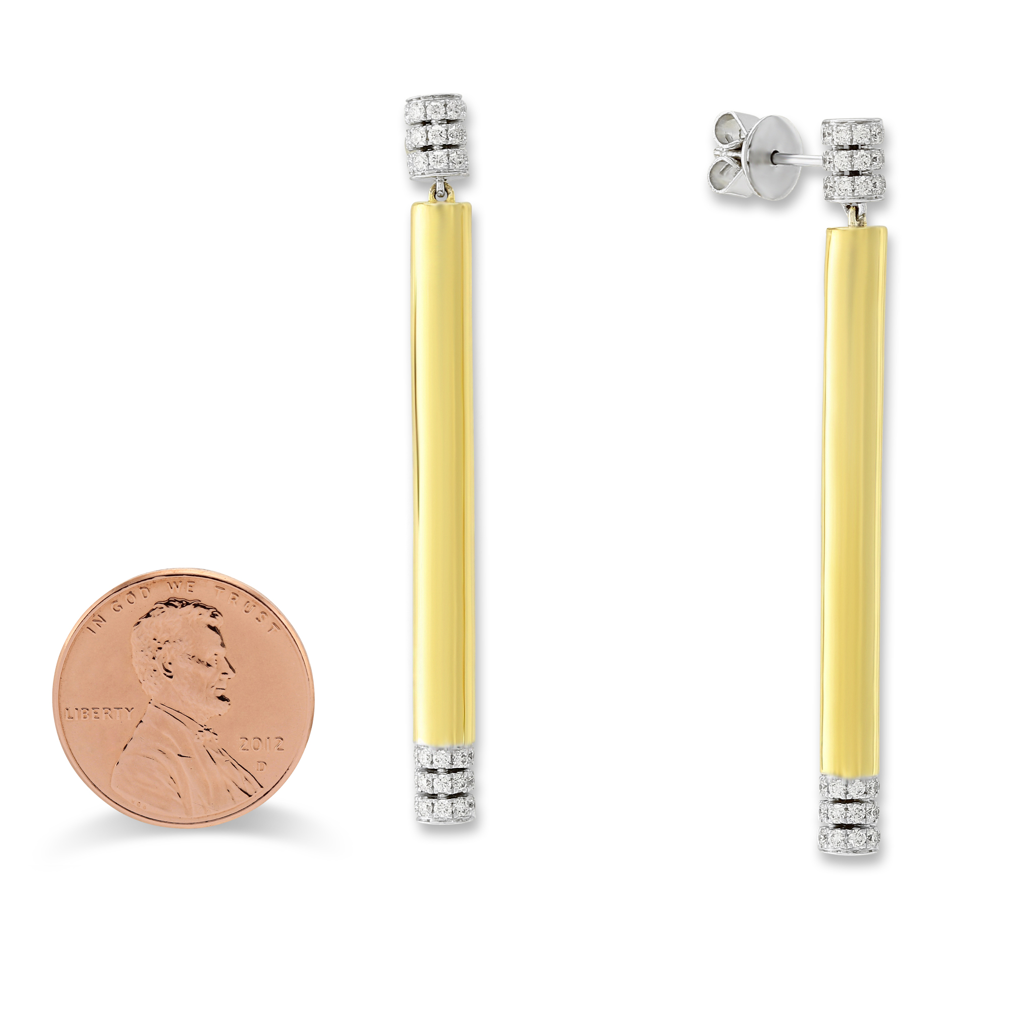 18K Yellow & White Gold Diamond Drop Earrings