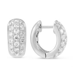 Image for Pavé Diamond Huggie Earrings in White Gold, 0.97 cttw