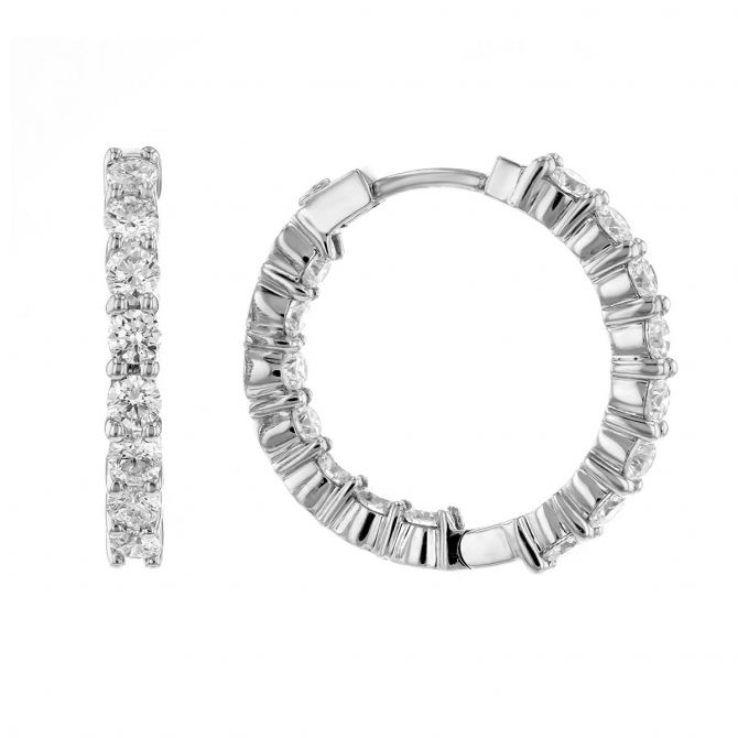 Roberto Coin Inside Outside Diamond Hoop Earrings in 18K Gold, 2.35 cttw