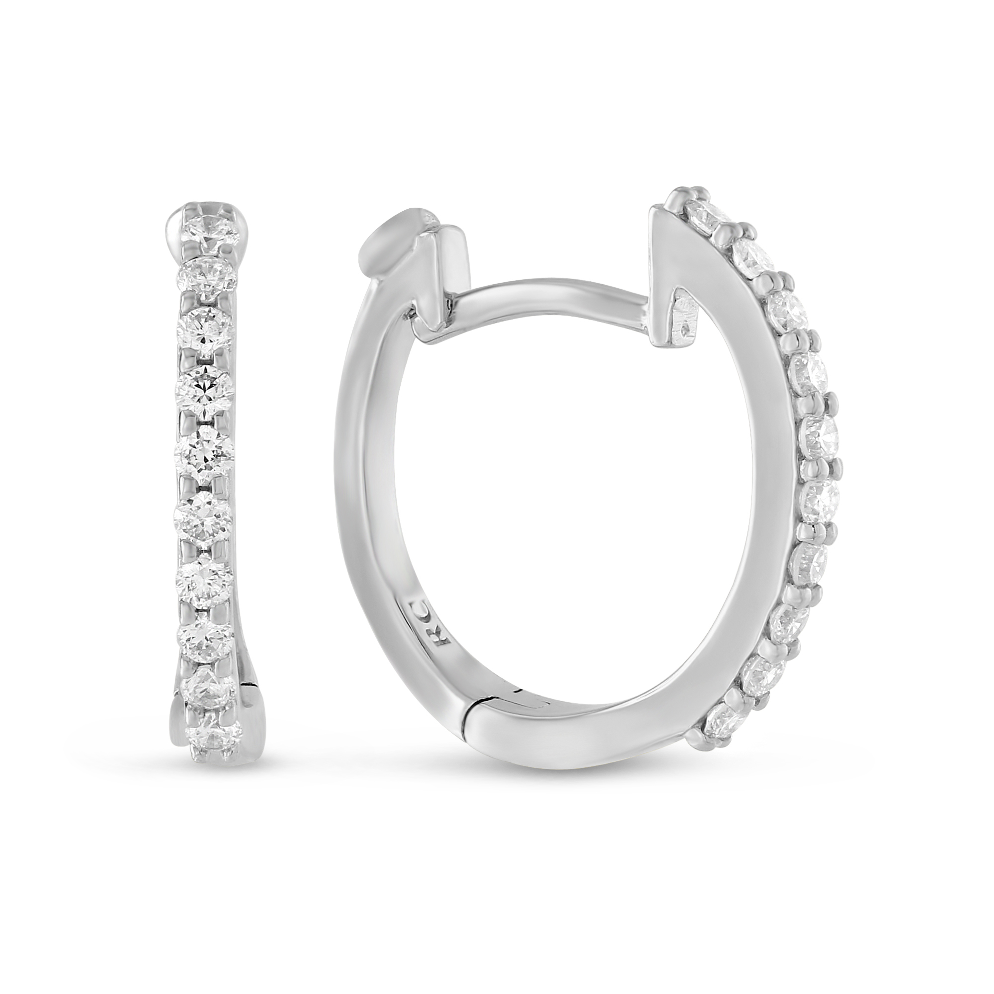 Roberto Coin 18k White Gold Round Diamond Baby Hoop Earrings Borsheims Roberto Coin 18k White Gold Round Diamond Baby Hoop Earrings