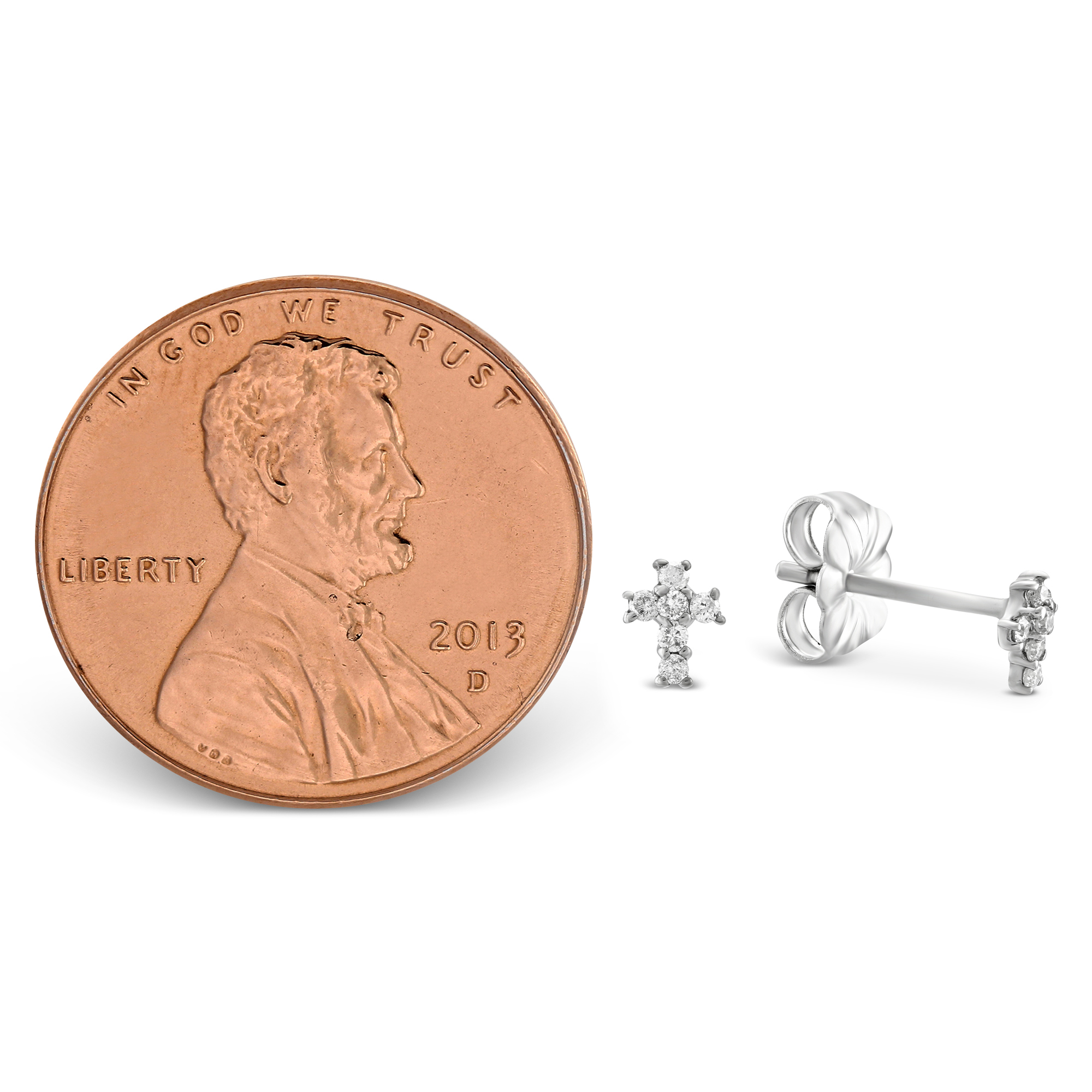 Children's Diamond Cross Earrings in White Gold