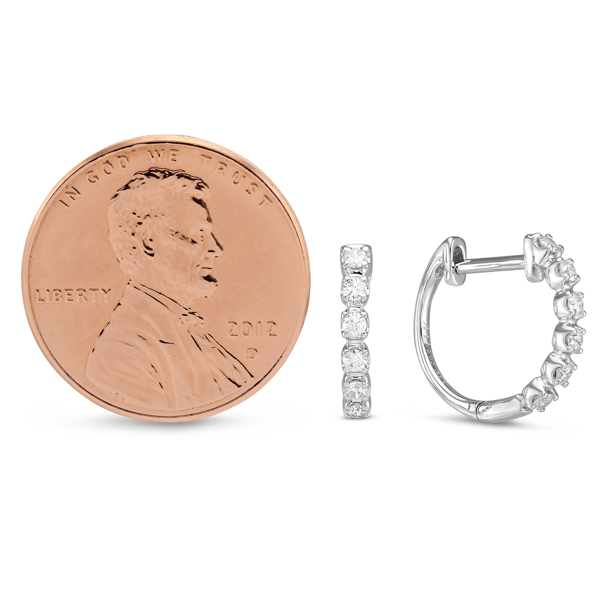 Diamond Huggie Earrings in White Gold, 0.17 cttw