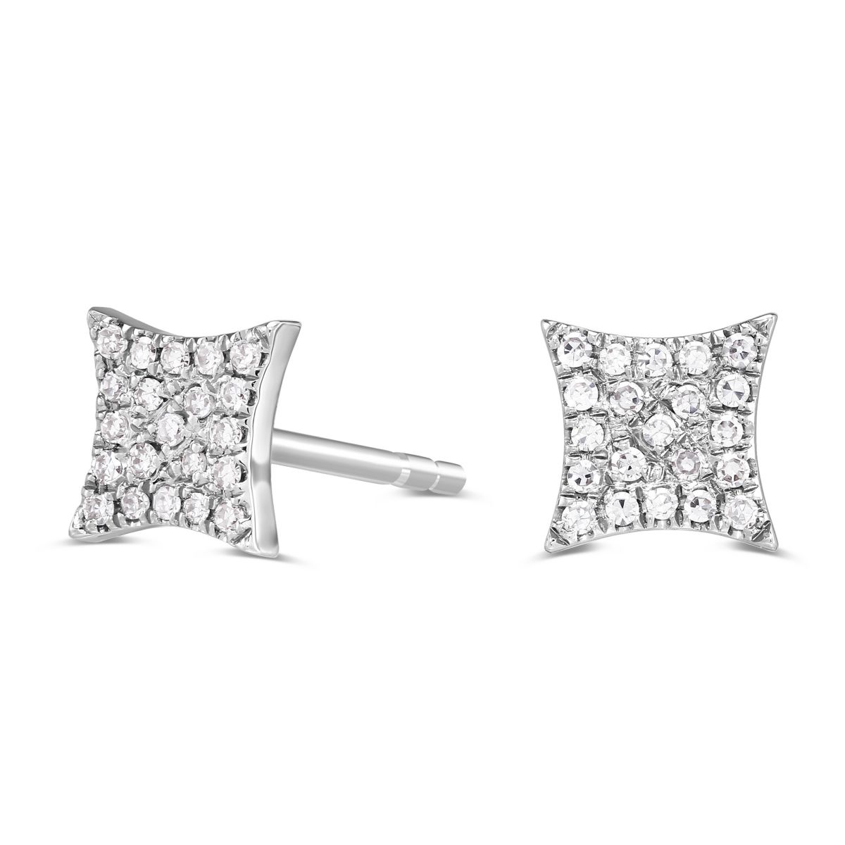 Diamond Kite Shape Stud Earrings in White Gold