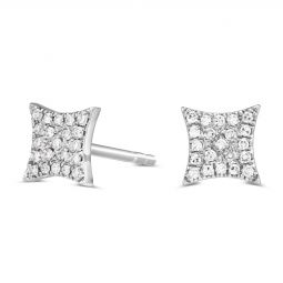 Diamond Kite Shape Stud Earrings in White Gold
