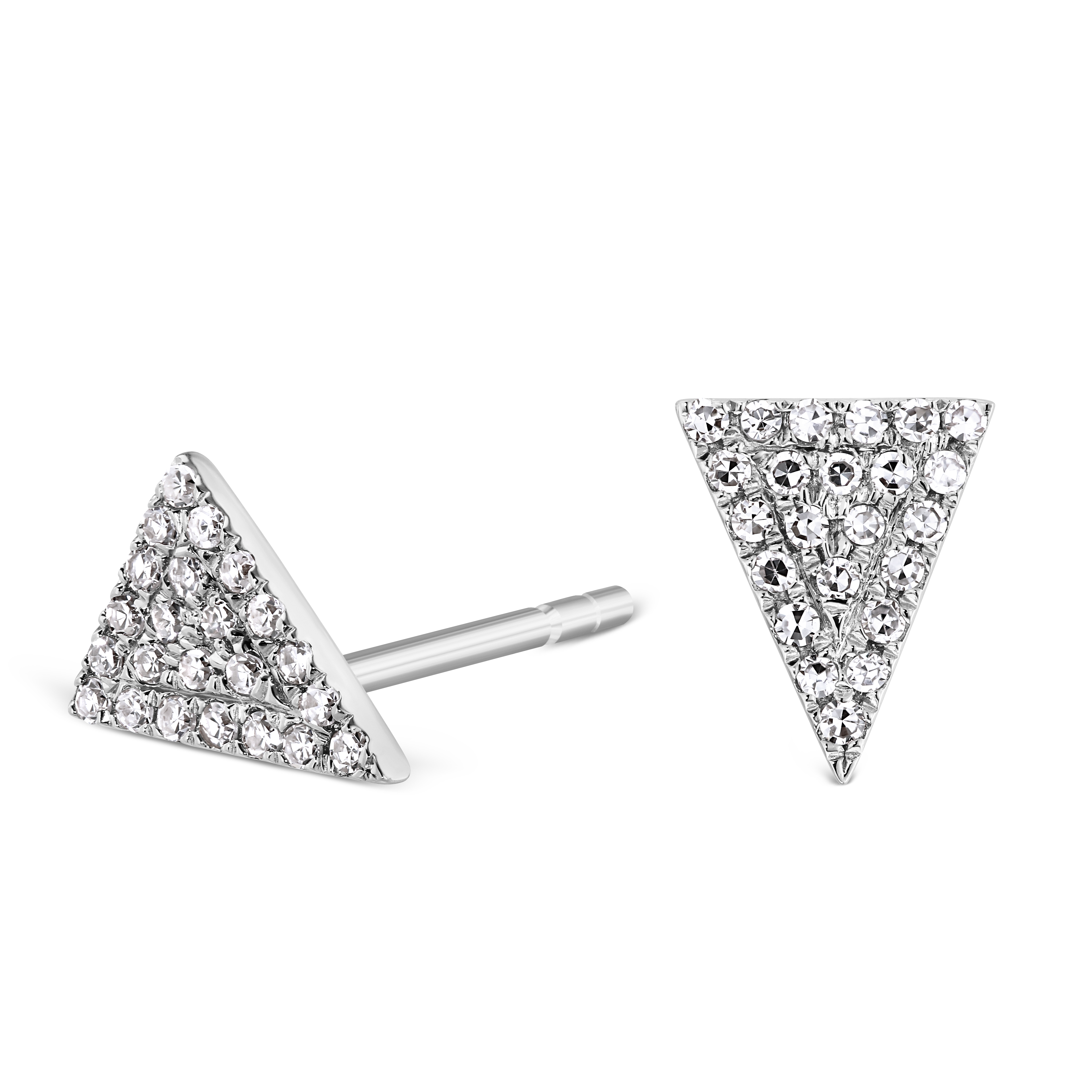 Diamond Triangle Stud Earrings in White Gold