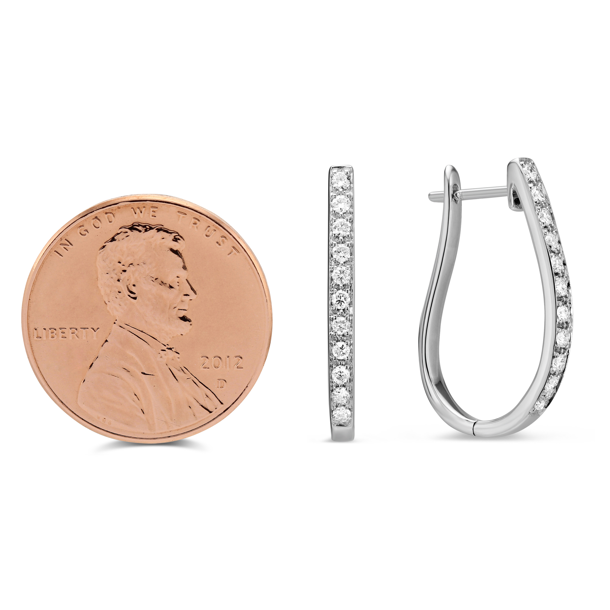 Diamond Hoop Earrings in White Gold, 0.24 cttw