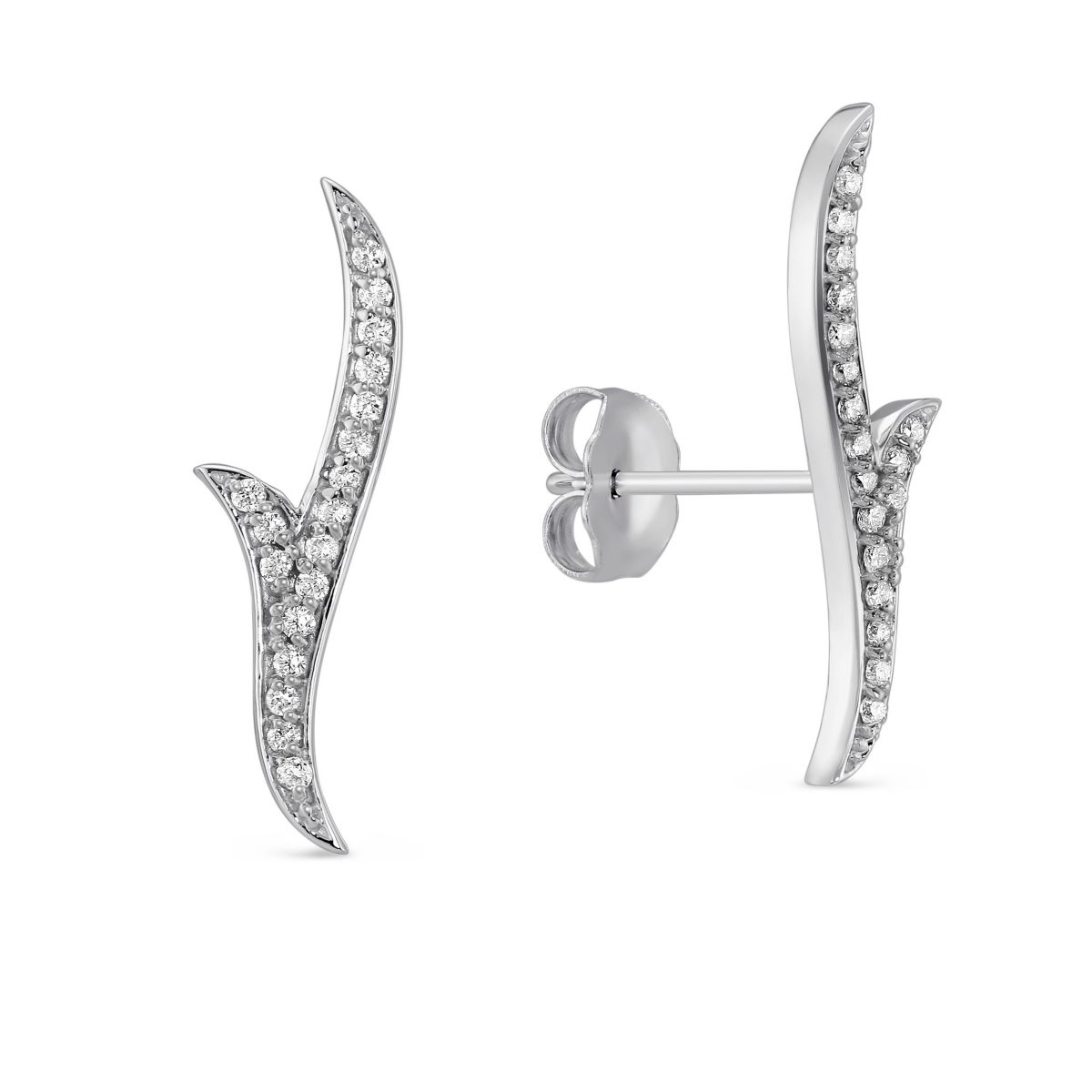 14K White Gold Diamond Antler Climber Earrings Borsheims