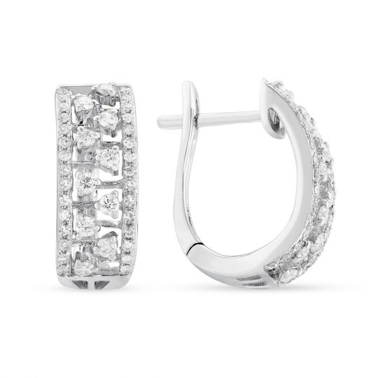 14k White Gold Diamond Wide Hoop Earrings 14k White Gold Diamond Wide Hoop Earrings