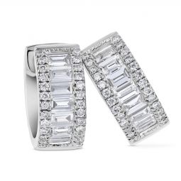 14k White Gold Diamond Baguette Huggie Hoop Earrings 0 58cttw 14k White Gold Diamond Baguette Huggie Hoop Earrings 0 58cttw