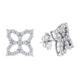 Roberto Coin Rings Earrings Bracelets Necklaces Borsheims Roberto Coin 18k White Gold Diamond Large Open Princess Flower Post Earrings