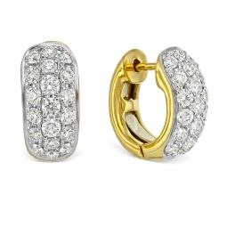 Image for Pavé Diamond Huggie Earrings in White & Yellow Gold, 0.96 cttw