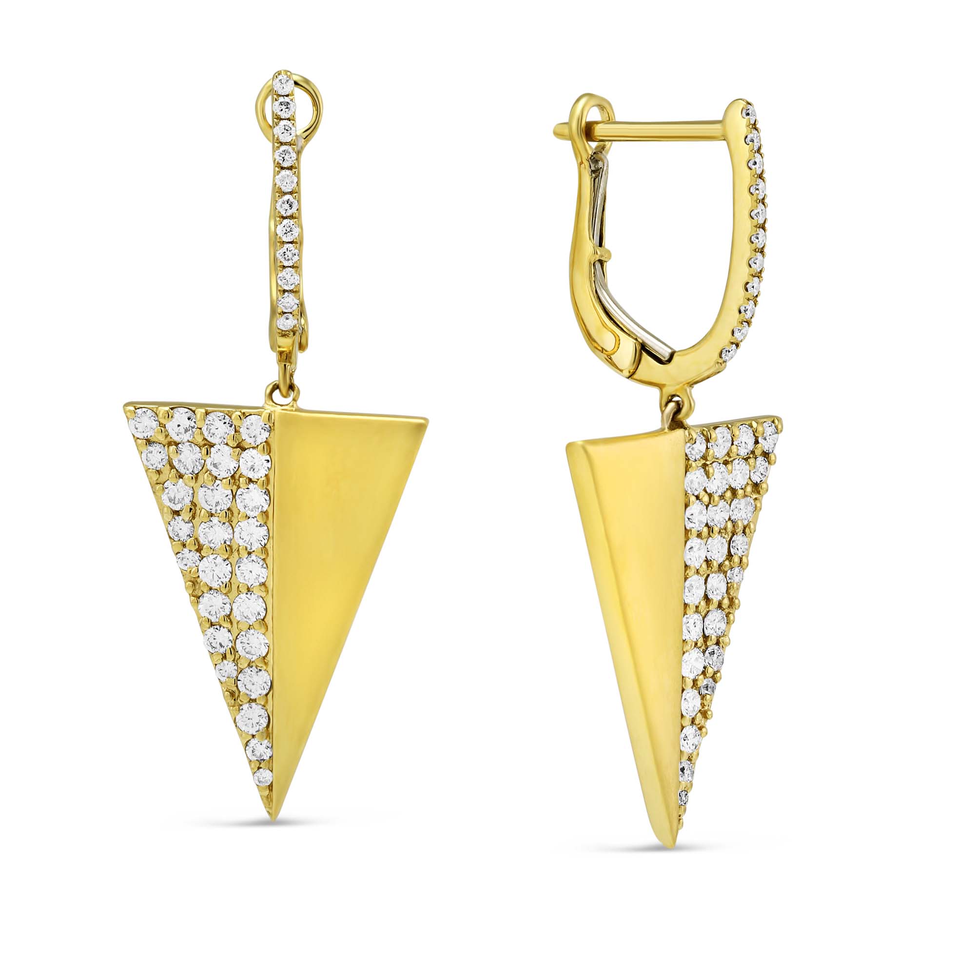 Doves 18K Yellow Gold Diamond Triangle Drop Earrings