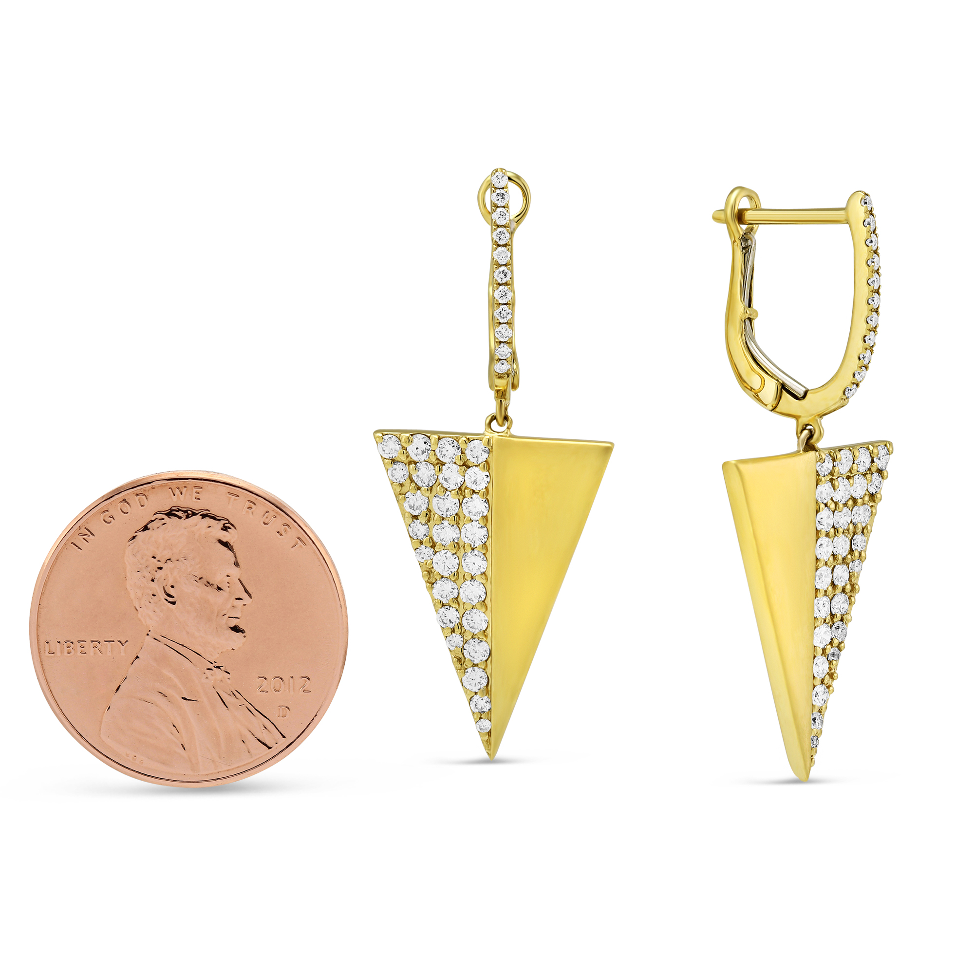 Doves 18K Yellow Gold Diamond Triangle Drop Earrings