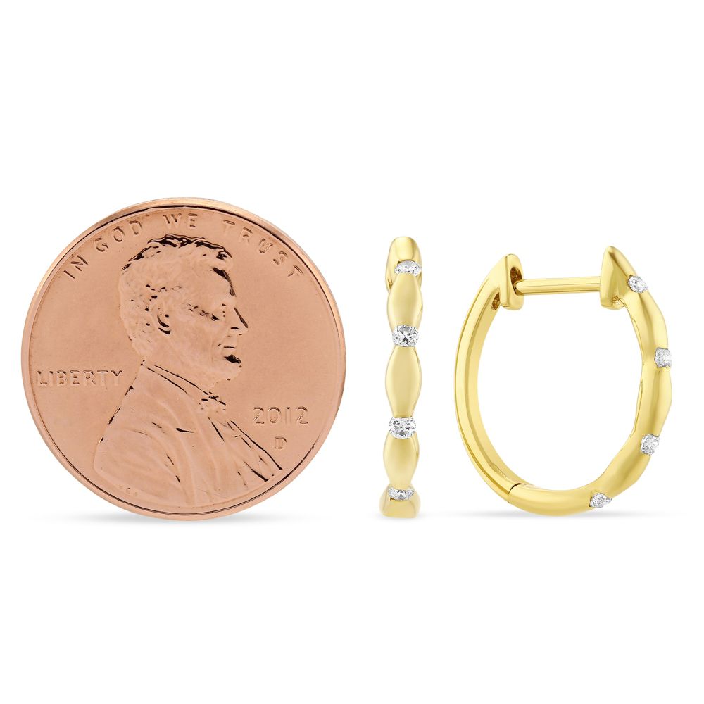 Yellow Gold & Diamond Station Hoop Earrings