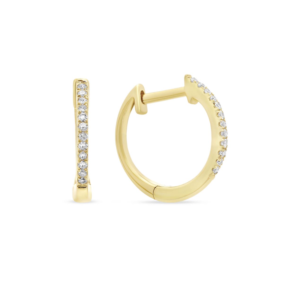 14K Yellow Gold Diamond Small Huggie Hoop Earrings | Borsheims