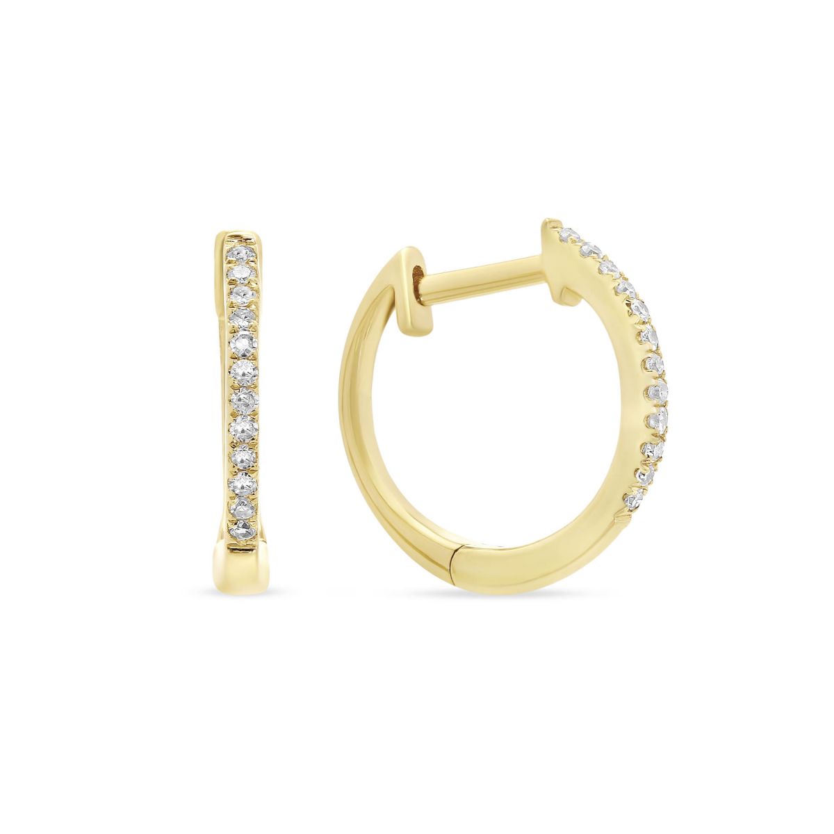 14K Yellow Gold Diamond Small Huggie Hoop Earrings Borsheims