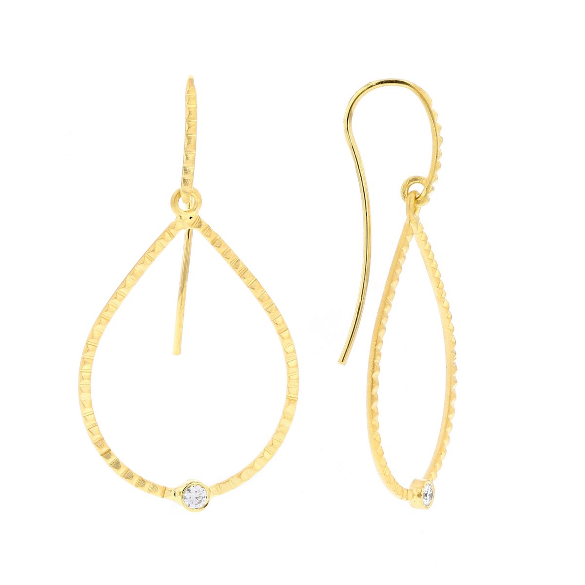 Marika Teardrop Earrings with Single Diamond Station in Yellow Gold