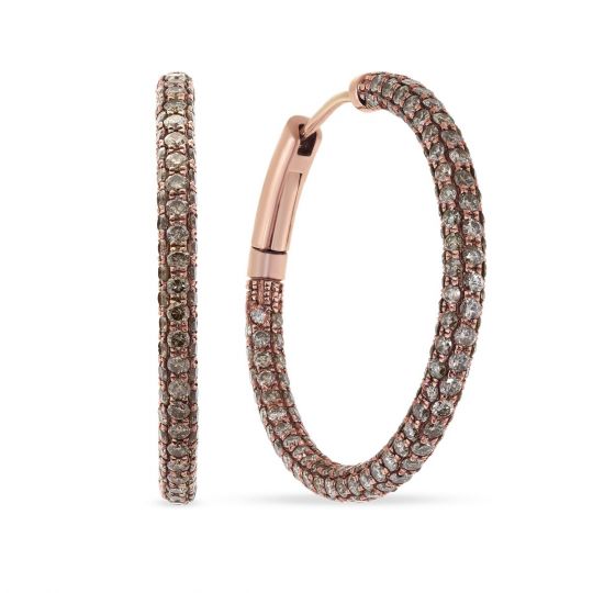 14k Rose Gold Brown Diamond Hoop Earrings Borsheims 14k Rose Gold Brown Diamond Hoop Earrings
