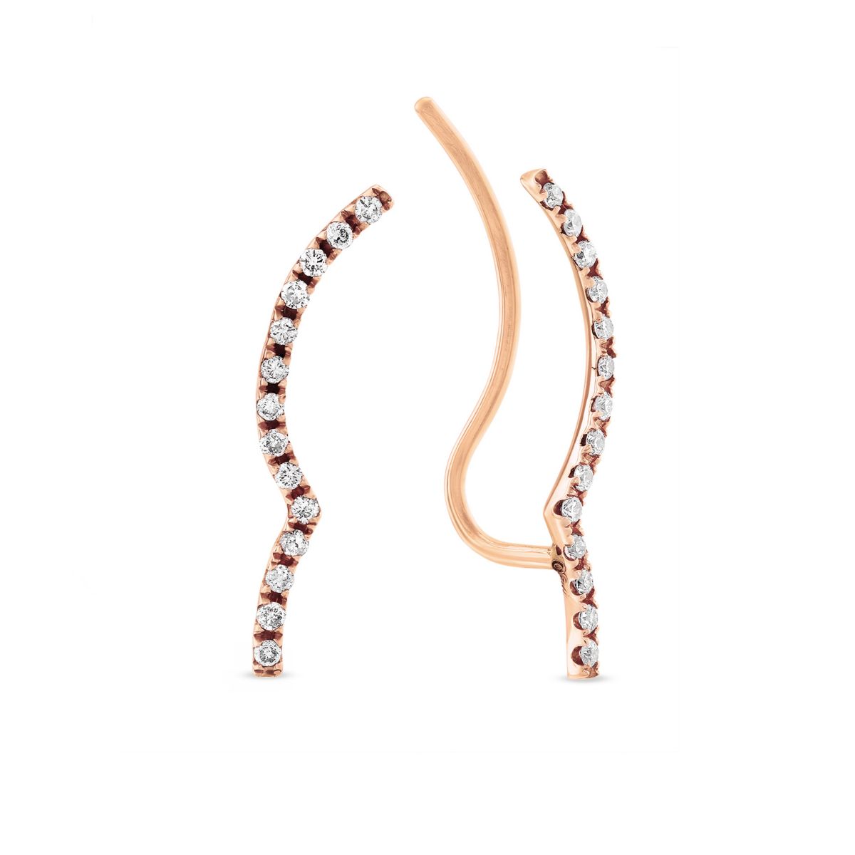 Doves 18K Rose Gold Diamond Parallel Climber Earrings