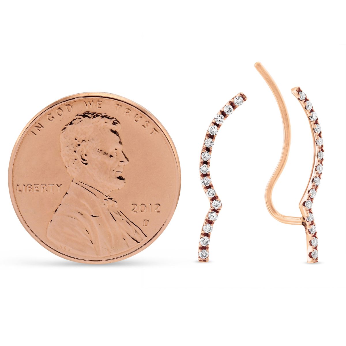 Doves 18K Rose Gold Diamond Parallel Climber Earrings