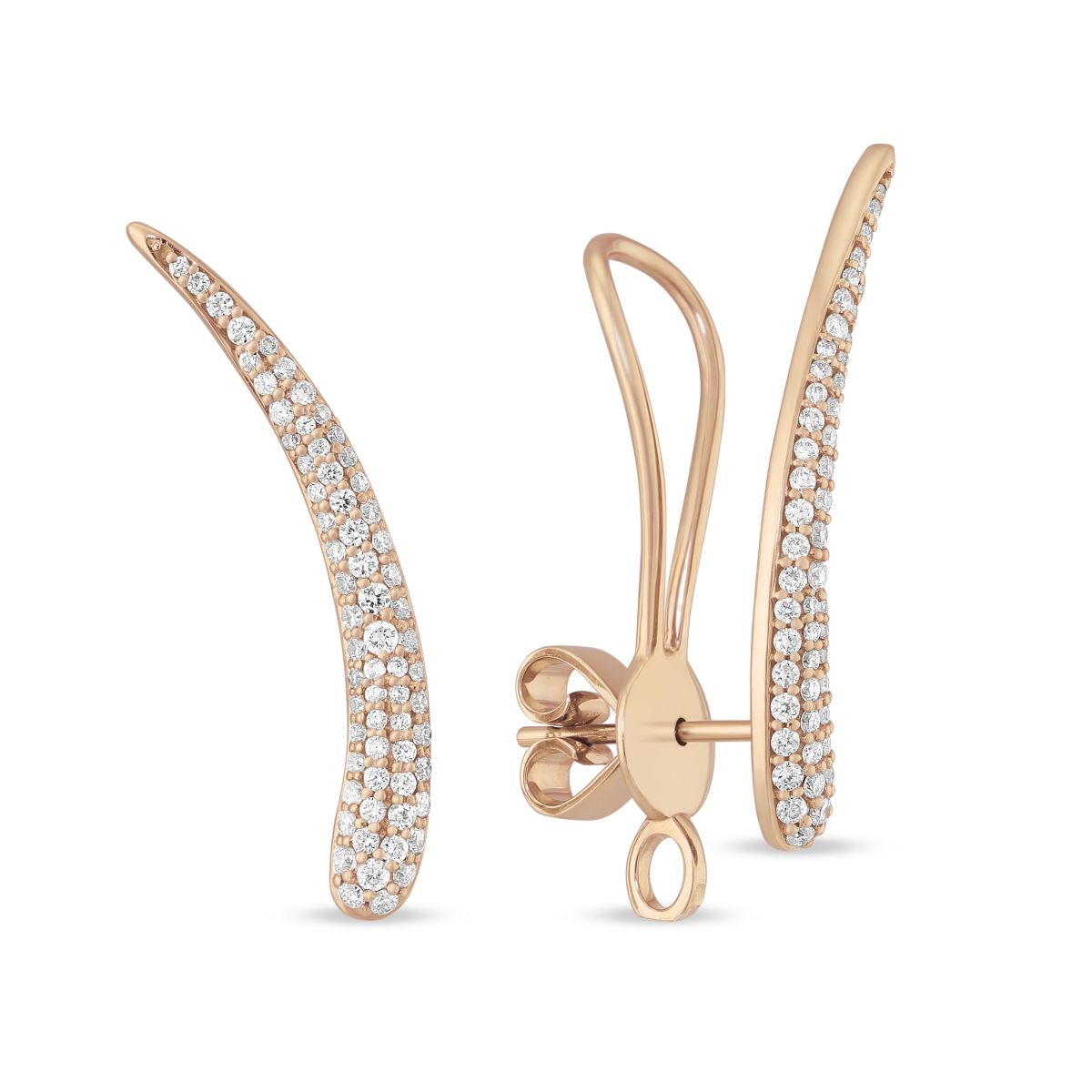 18K Rose Gold Diamond Pavé Spike Climber Cuff Earrings | Borsheims
