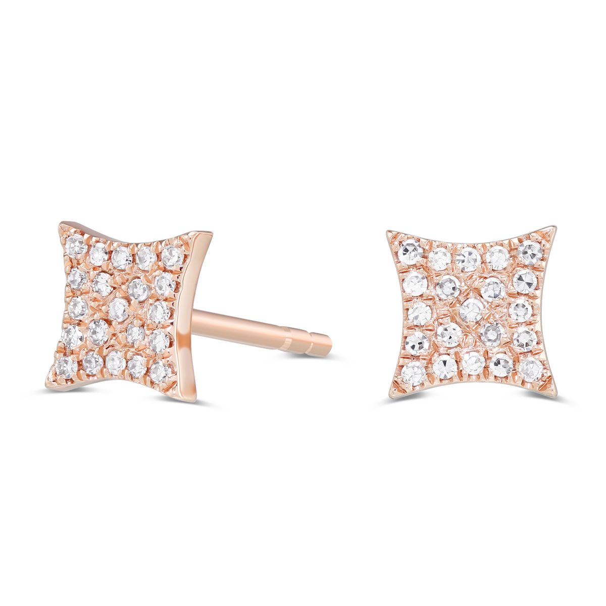 Diamond Kite Shape Stud Earrings in Rose Gold