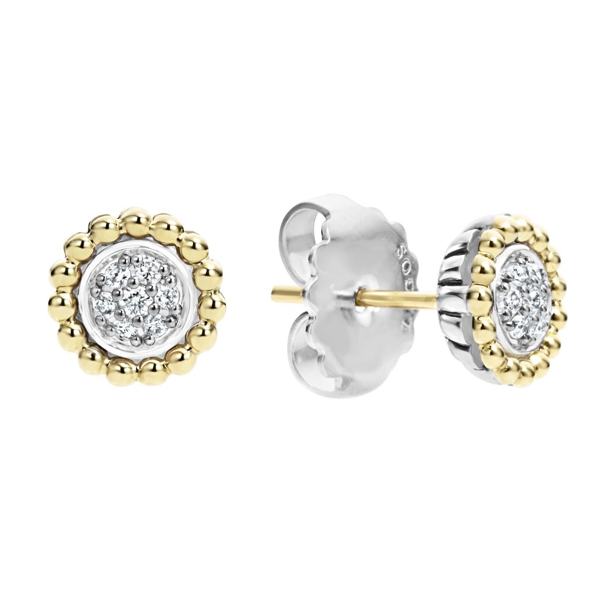 LAGOS Sterling Silver 18K Yellow Gold Round Diamond Caviar