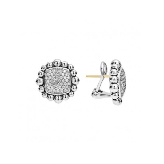 Lagos Sterling Silver Caviar Spark Large Square Diamond Earrings Lagos Sterling Silver Caviar Spark Large Square Diamond Earrings