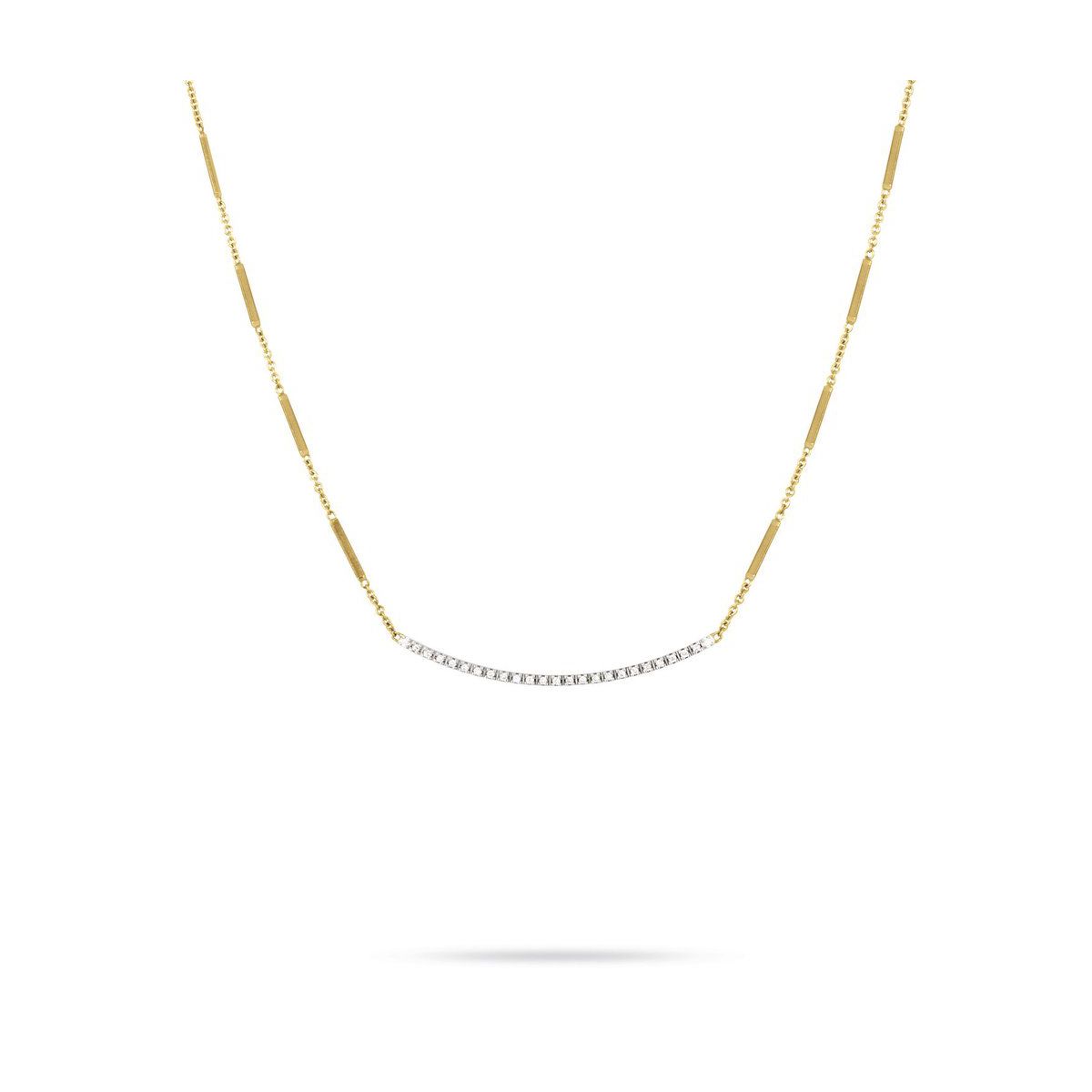 Marco Bicego 18K Yellow & White Gold Diamond Goa Bar Necklace, 0.19cttw