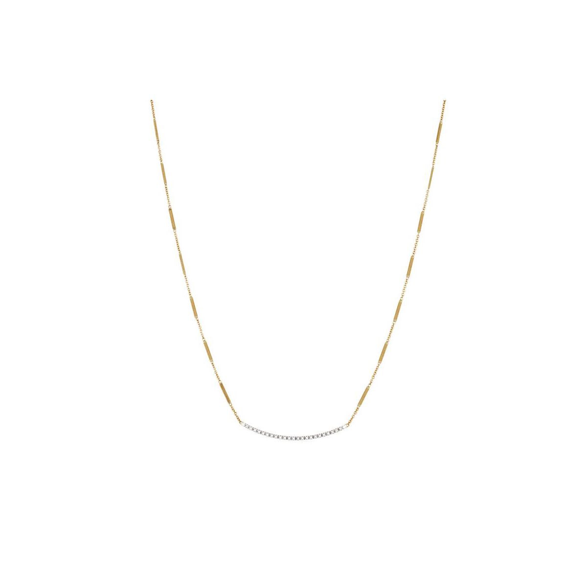 Marco Bicego 18K Yellow & White Gold Diamond Goa Bar Necklace, 0.19cttw