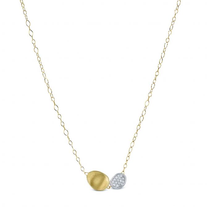 Marco Bicego Lunaria Yellow Gold & Diamond Pavé Pendant Necklace