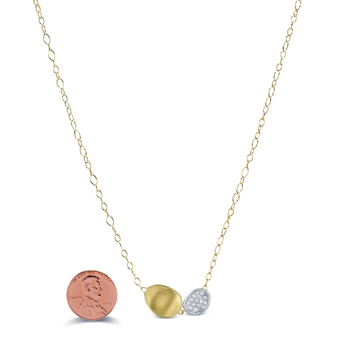 Marco Bicego Lunaria Yellow Gold & Diamond Pavé Pendant Necklace