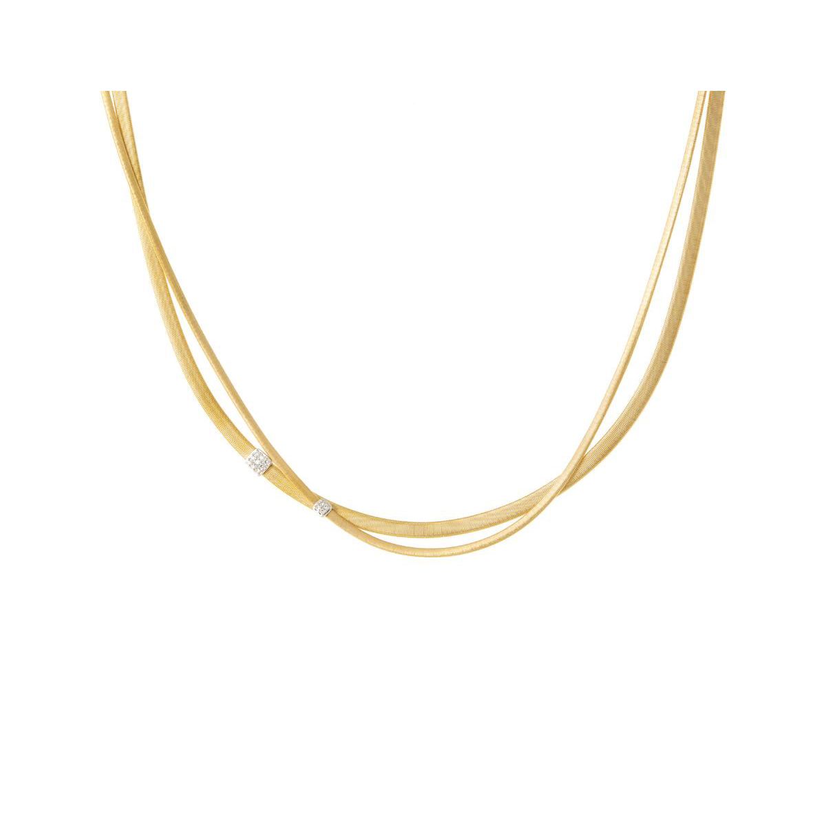 Marco Bicego Masai Two Strand Diamond Necklace in Yellow Gold
