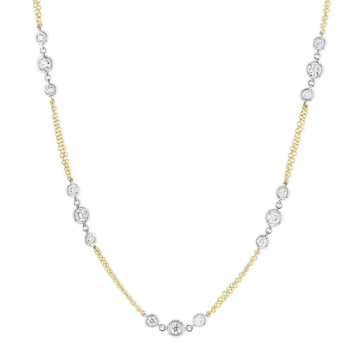 14K Yellow & White Gold Diamond Station Necklace, 18" Borsheims