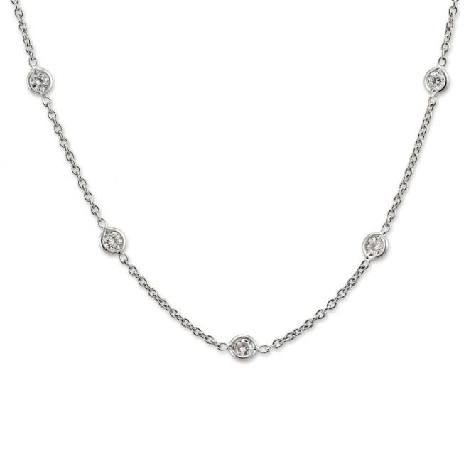 Roberto Coin Diamonds By The Inch 15 Station Necklace in White Gold 18", 1.48cttw
