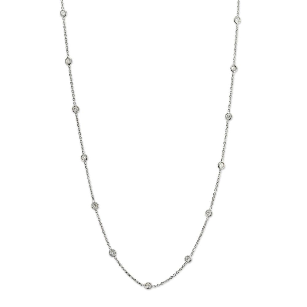 Roberto Coin Diamonds By The Inch 15 Station Necklace in White Gold 18