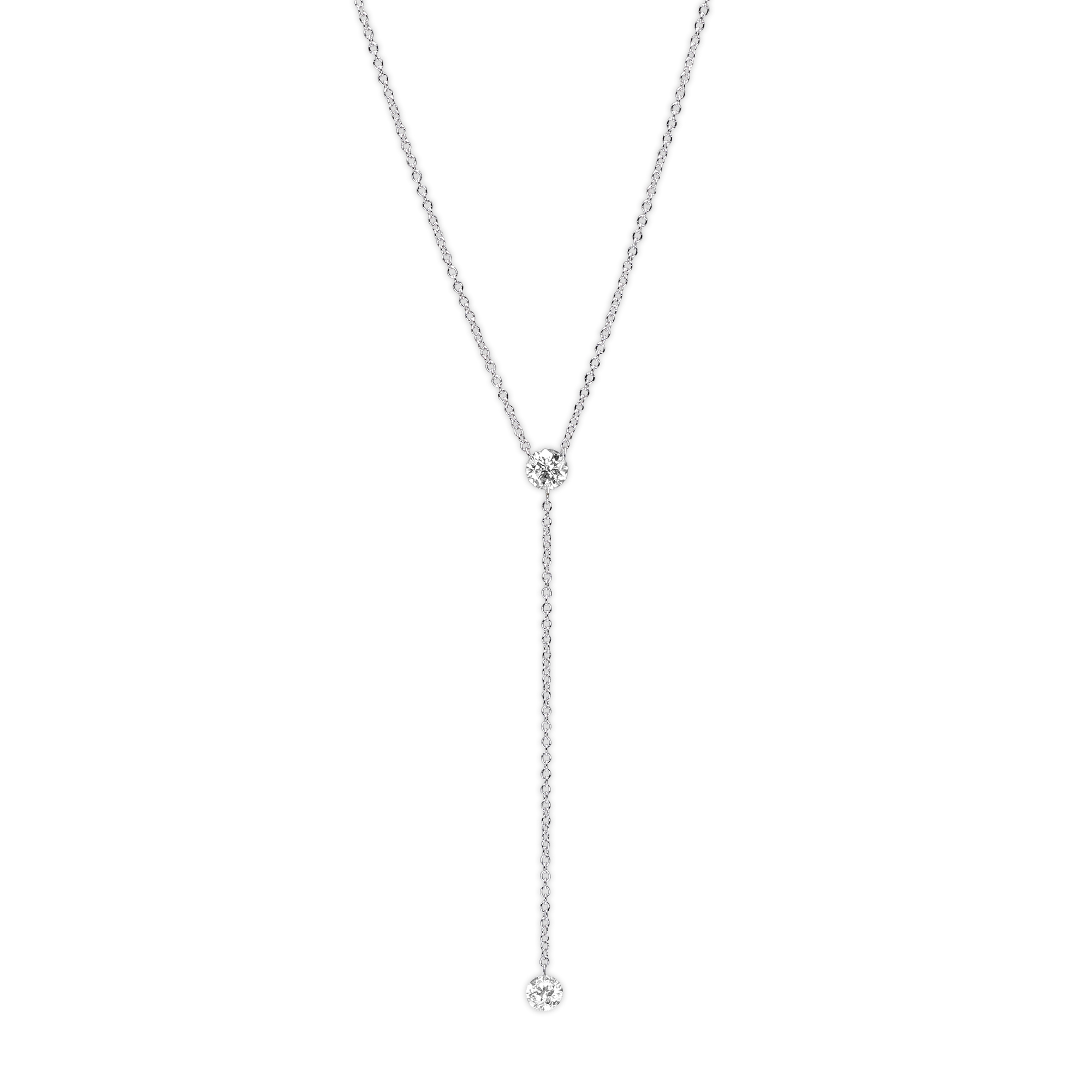 14K White Gold Aero Pierced Diamond Y Necklace, 18" Borsheims