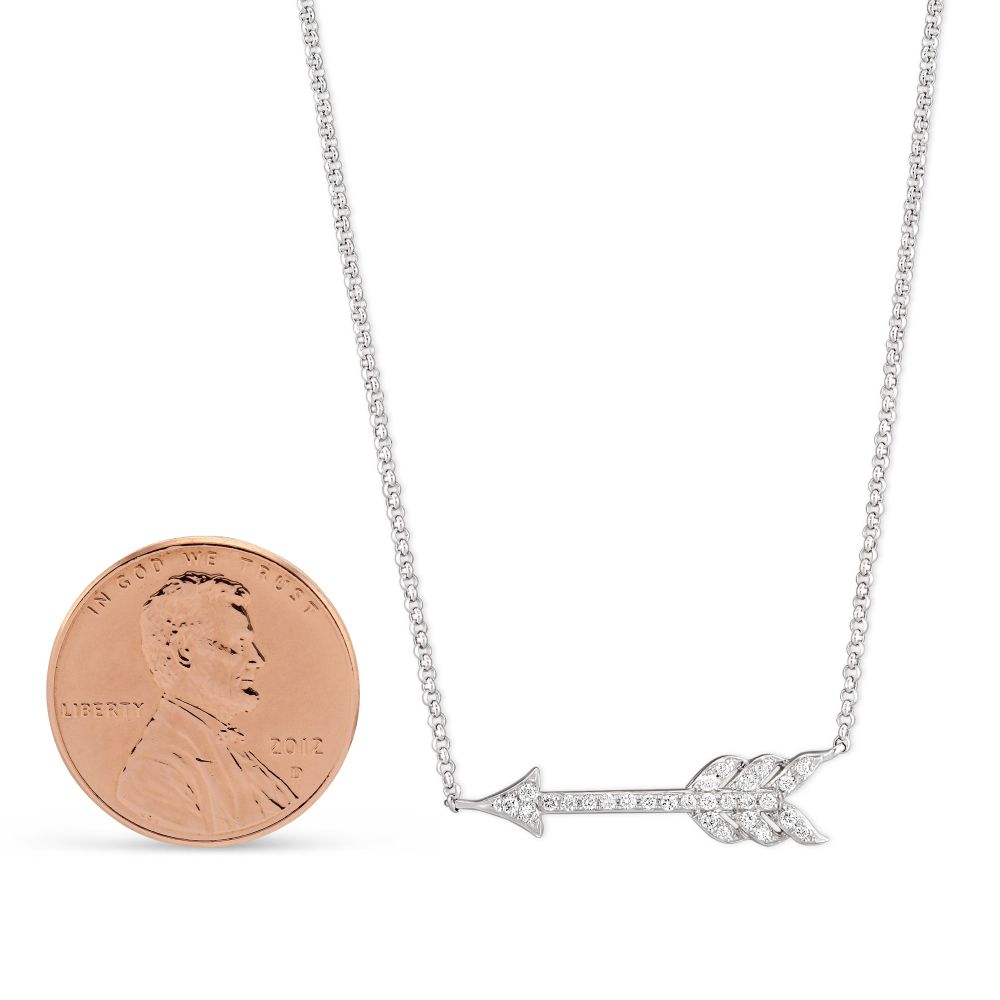 Diamond Arrow Necklace in White Gold