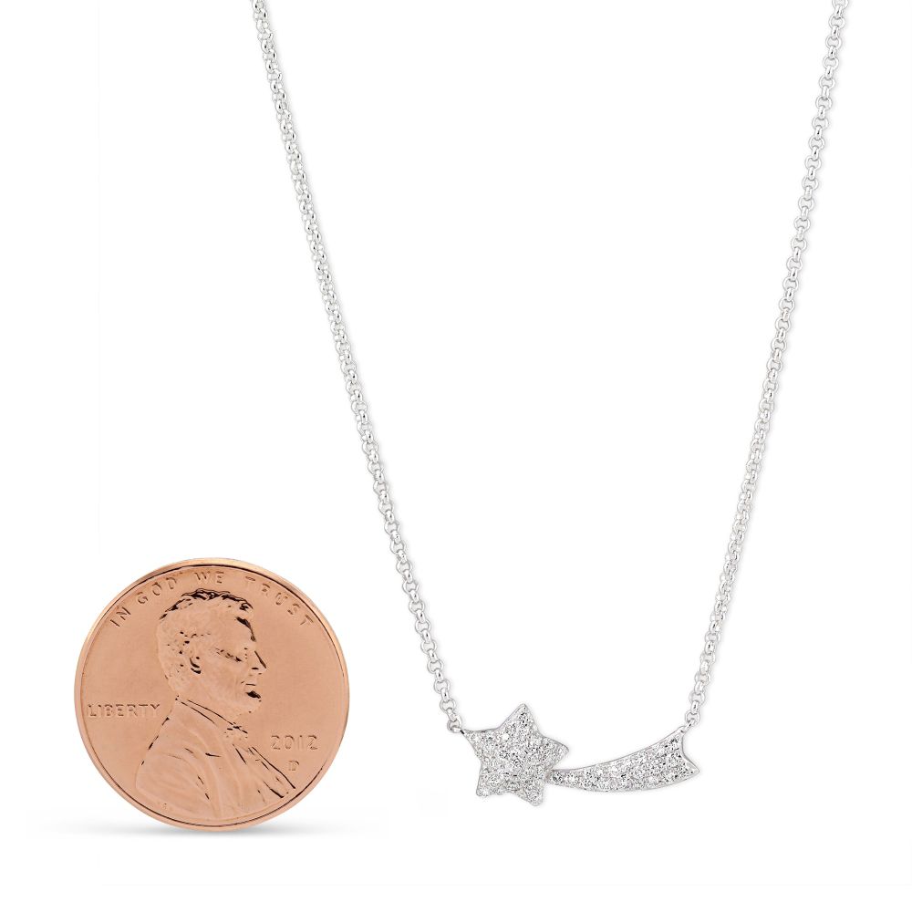 Diamond Shooting Star Necklace in White Gold