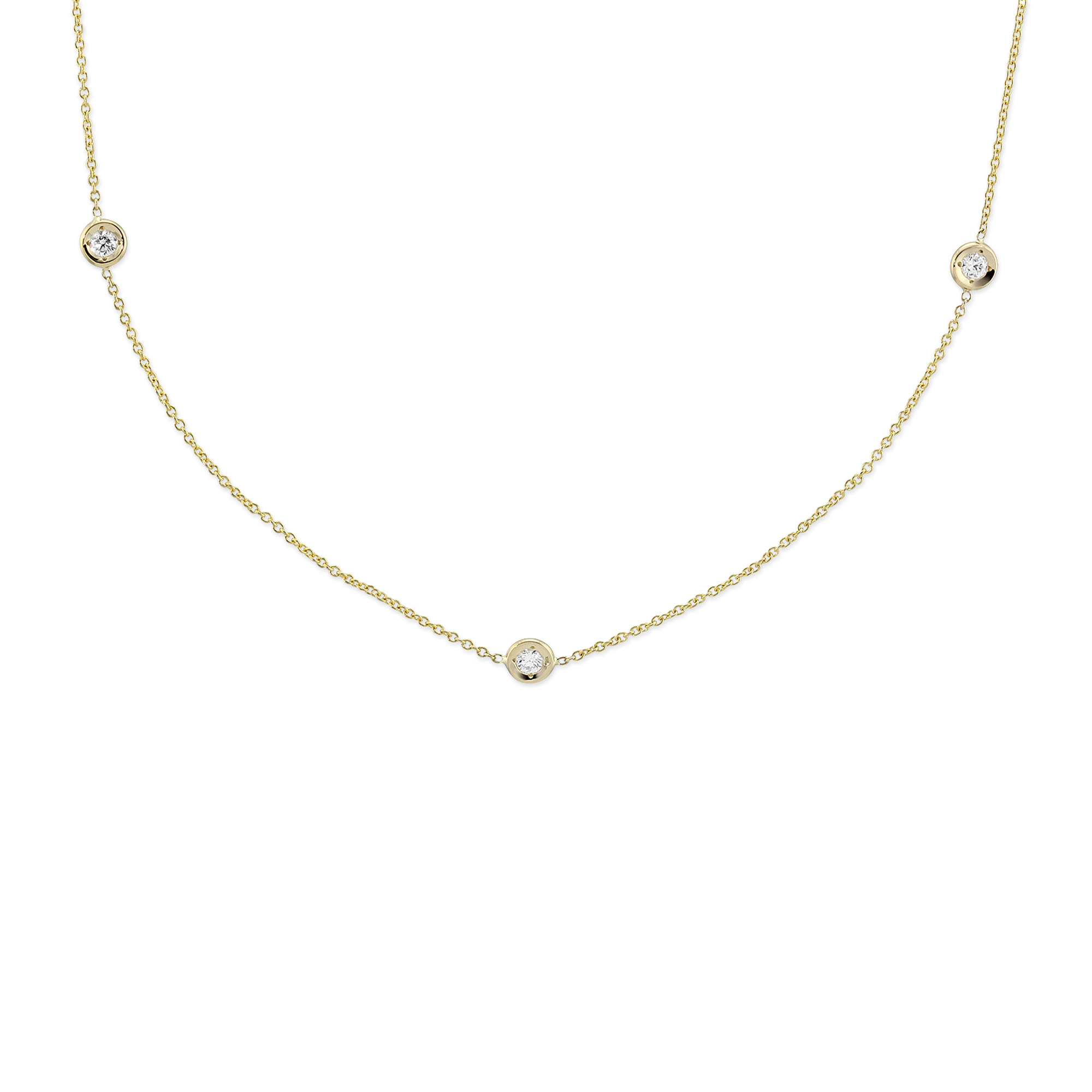 Roberto Coin 18K Yellow Gold Bezel Set Diamond Station Necklace, 17