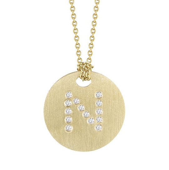 Roberto Coin Tiny Treasures Disc Necklace with Diamond Initial