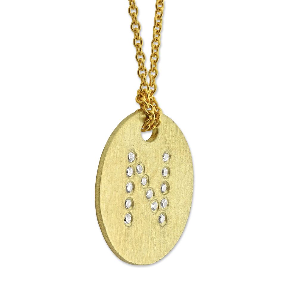 Roberto Coin Tiny Treasures Disc Necklace with Diamond Initial