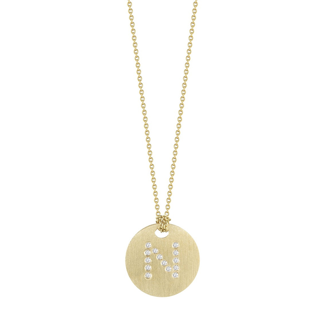 Roberto Coin Tiny Treasures Disc Necklace with Diamond Initial