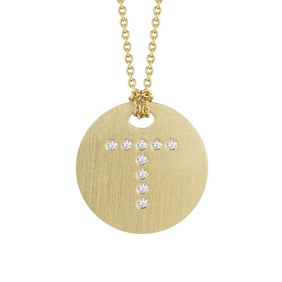 Roberto Coin Tiny Treasures Disc Necklace with Diamond Initial