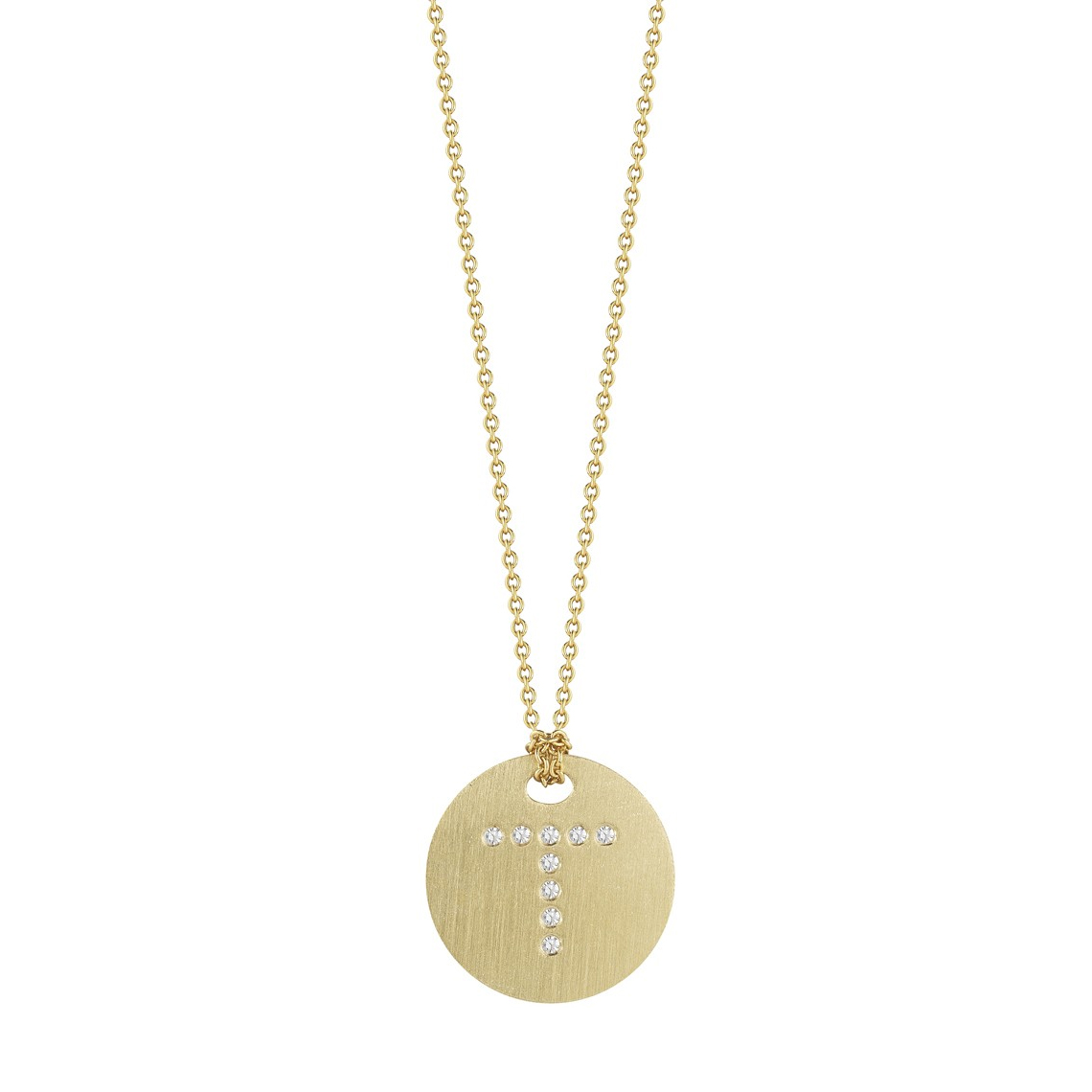 Roberto Coin Tiny Treasures Disc Necklace with Diamond Initial