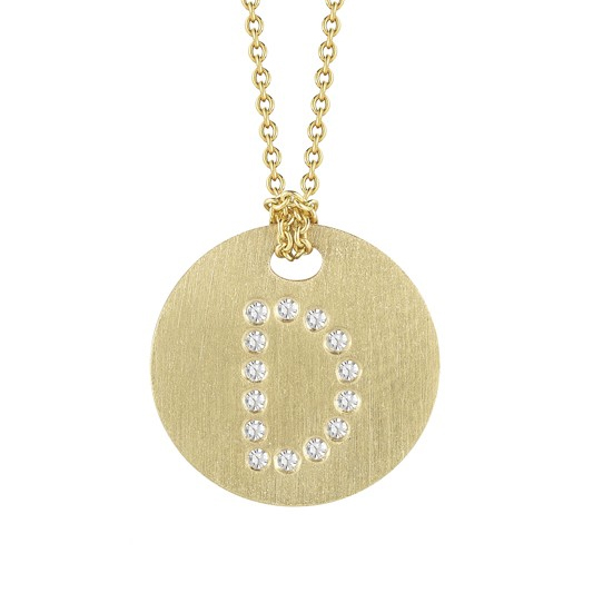 Roberto Coin Tiny Treasures Disc Necklace with Diamond Initial
